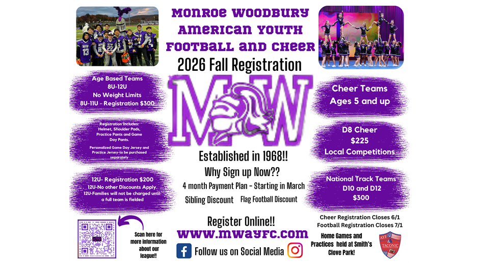2026 Cheer and Tackle Registration is OPEN!!